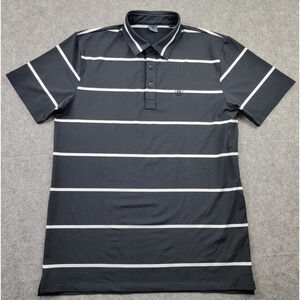 G Fore Shirt Mens Large Black White Stripe Golf Polo Active Outdoor Preppy